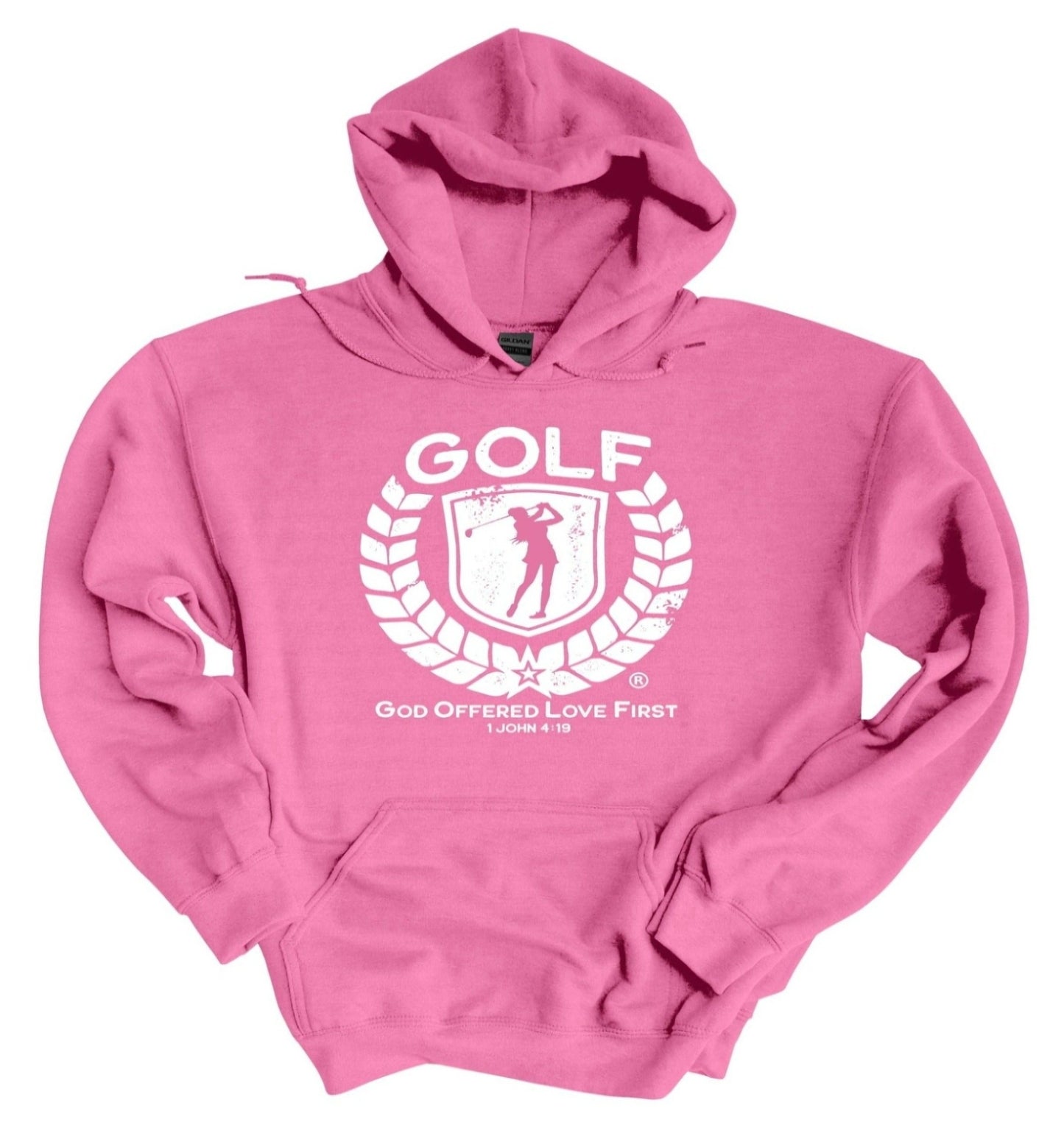 Christian Golf Hoodie – GOLF® (God Offered Love First®) 1 John 4:19 | Faith-Based Women’s Golf Apparel by Coates Christian®