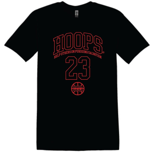 H.O.O.P.S.® Help Others On Pursuing Salvation® T-Shirt Let's Play HOOPS!® Red Letters #OneBillionSouls - COATES Christian Apparel