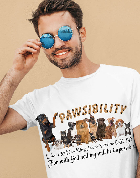 Men - Women Christian Dog Lovers T‑Shirt – Funny & Faith‑Based | Perfect Christian Gift – PAWSIBILITY™ Coates Christian Apparel®