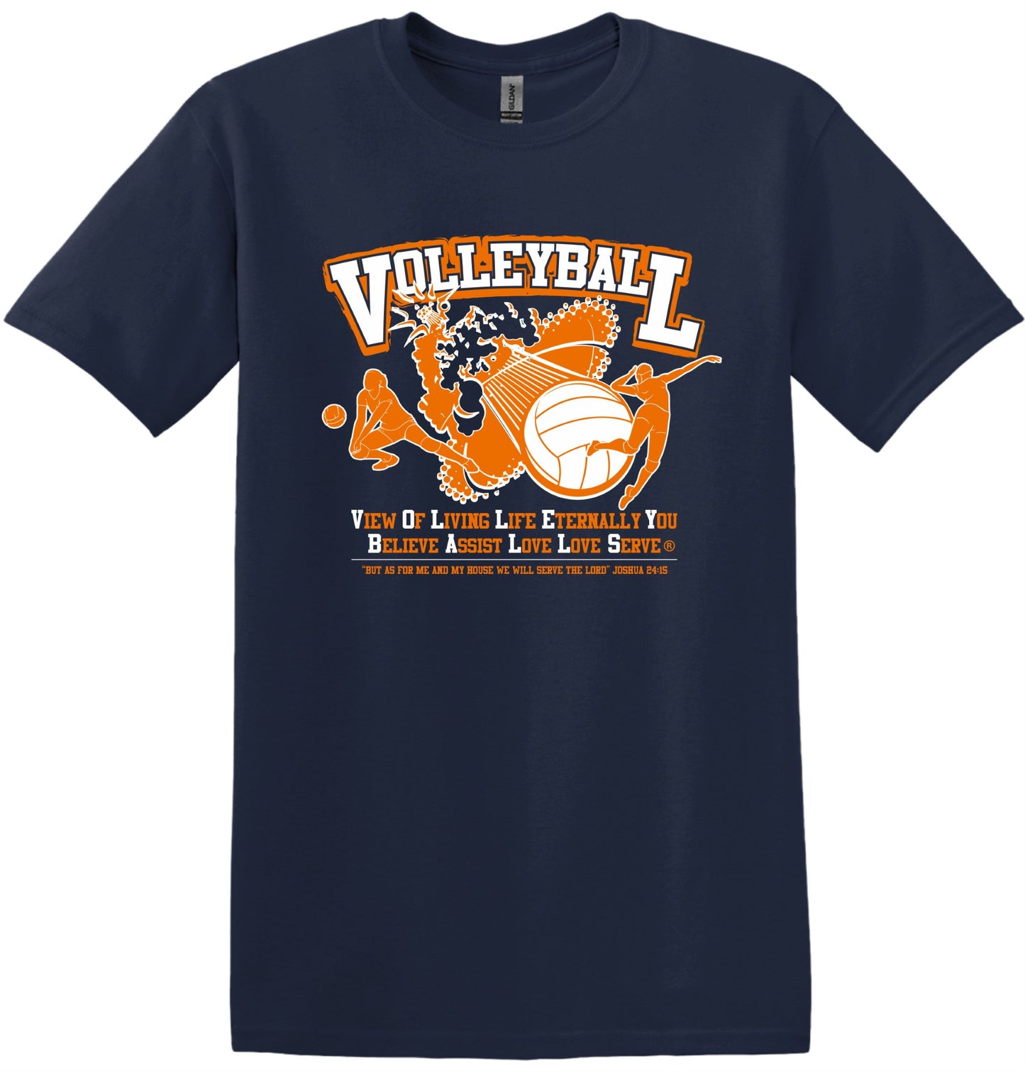 Faith Based Apparel Christian Volleyball COATES CHRISTIAN APPAREL® V.O.L.L.E.Y.B.A.L.L.S.®  (View Of Living Life Eternally You Believe Assist Love Love Serve) Youth T-Shirt